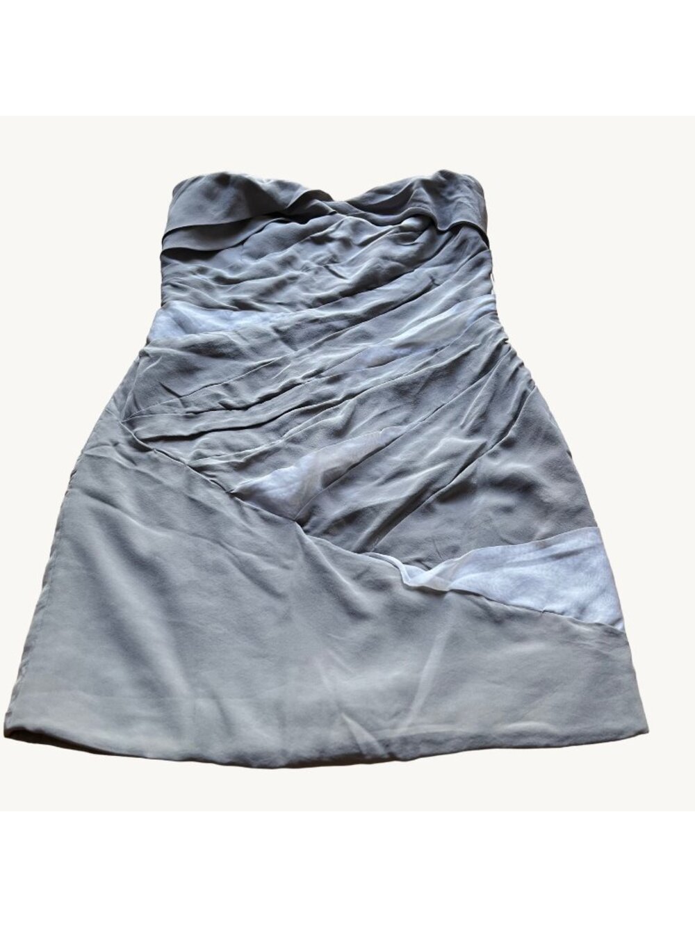 Alice + Olivia Size 8 Gray 100% Silk Strapless Asymmetrical Tiered Mini Dress